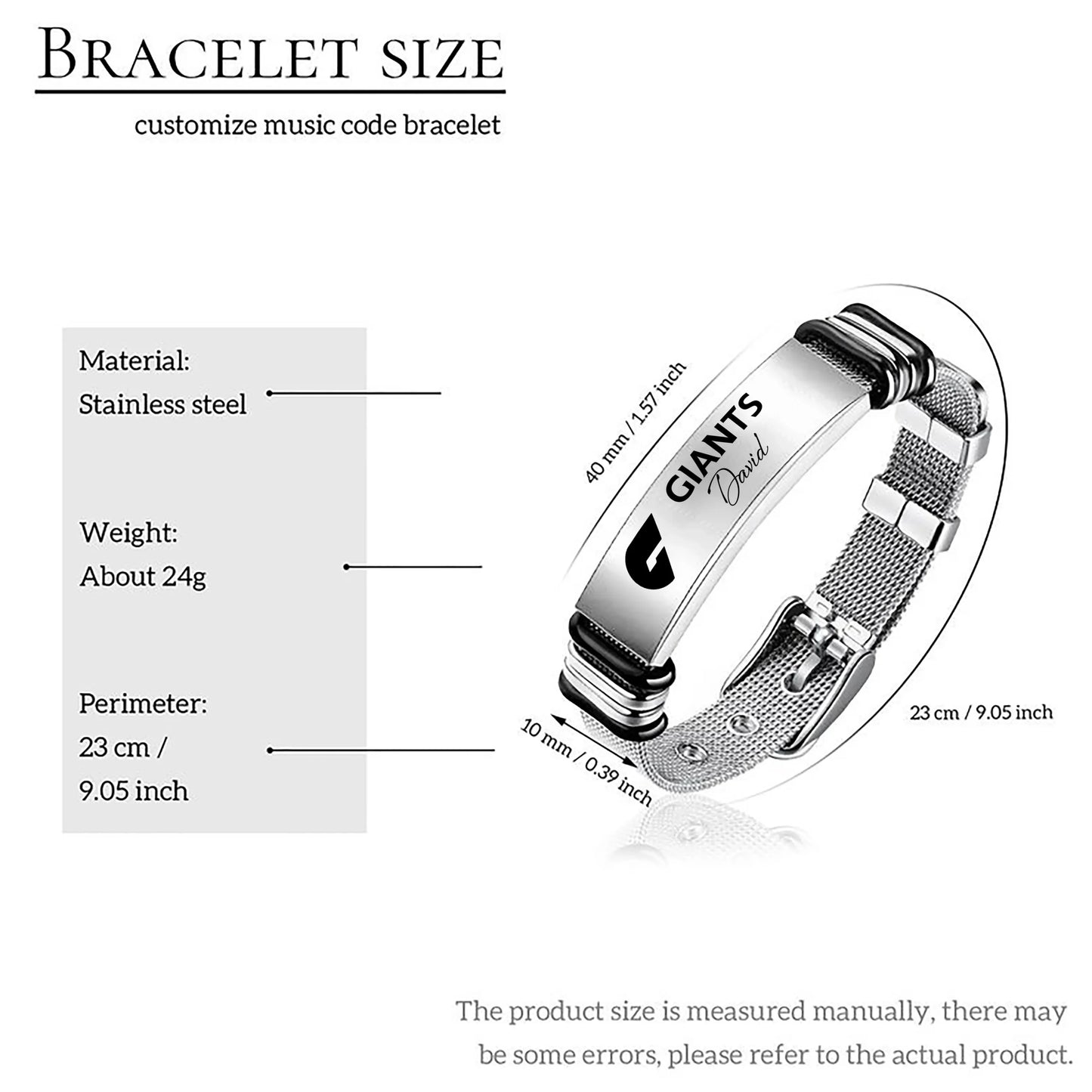 GWS Personalized Custom Men’s Metal Bracelet