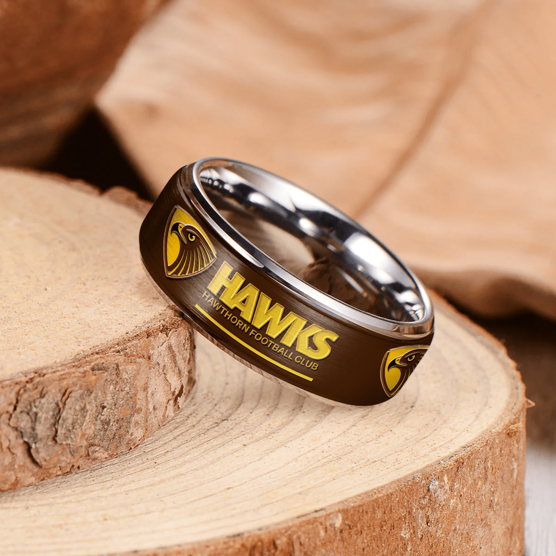 AFL Silver Tungsten Rings Gift For Fans 12