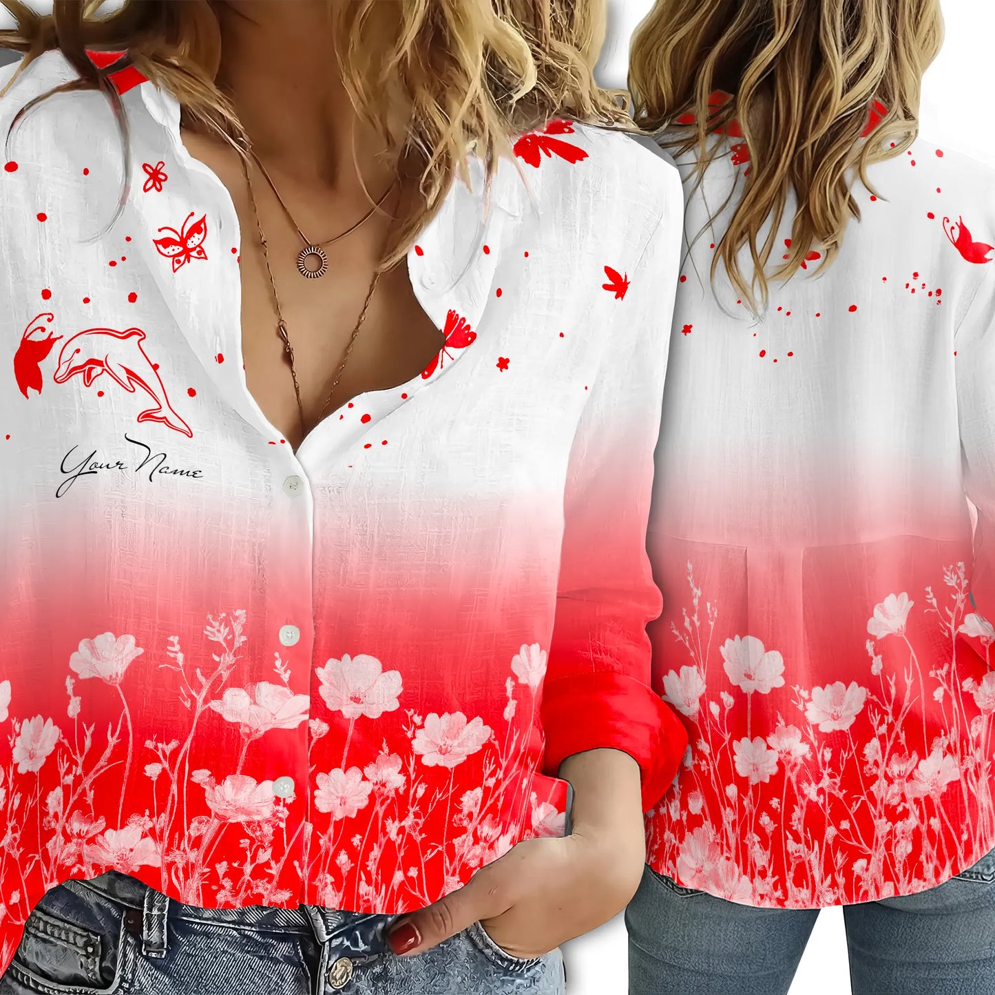 DOL Personalized Custom Women's Casual Shirt 2