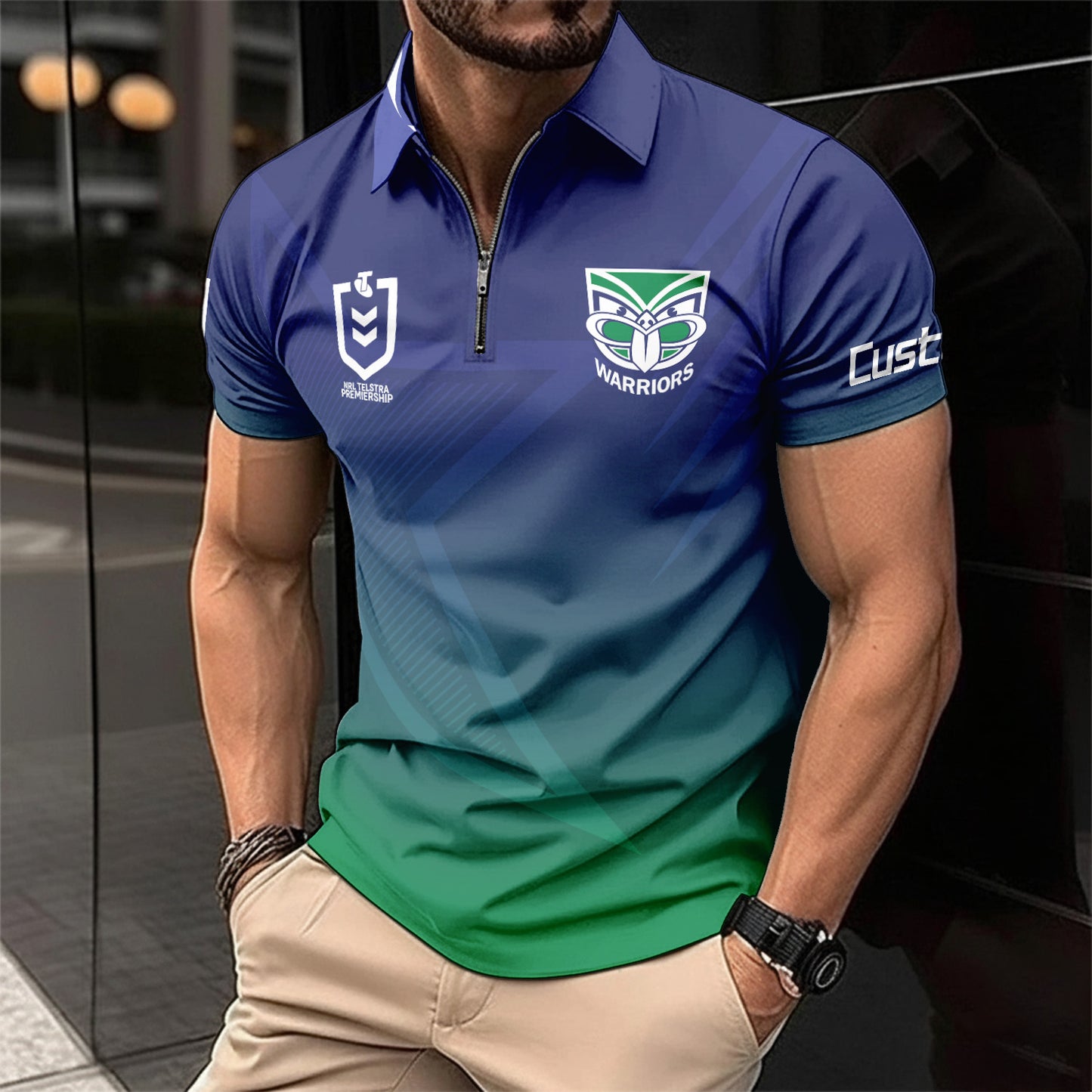 NZL Personalized Custom Zip Polo Shirt