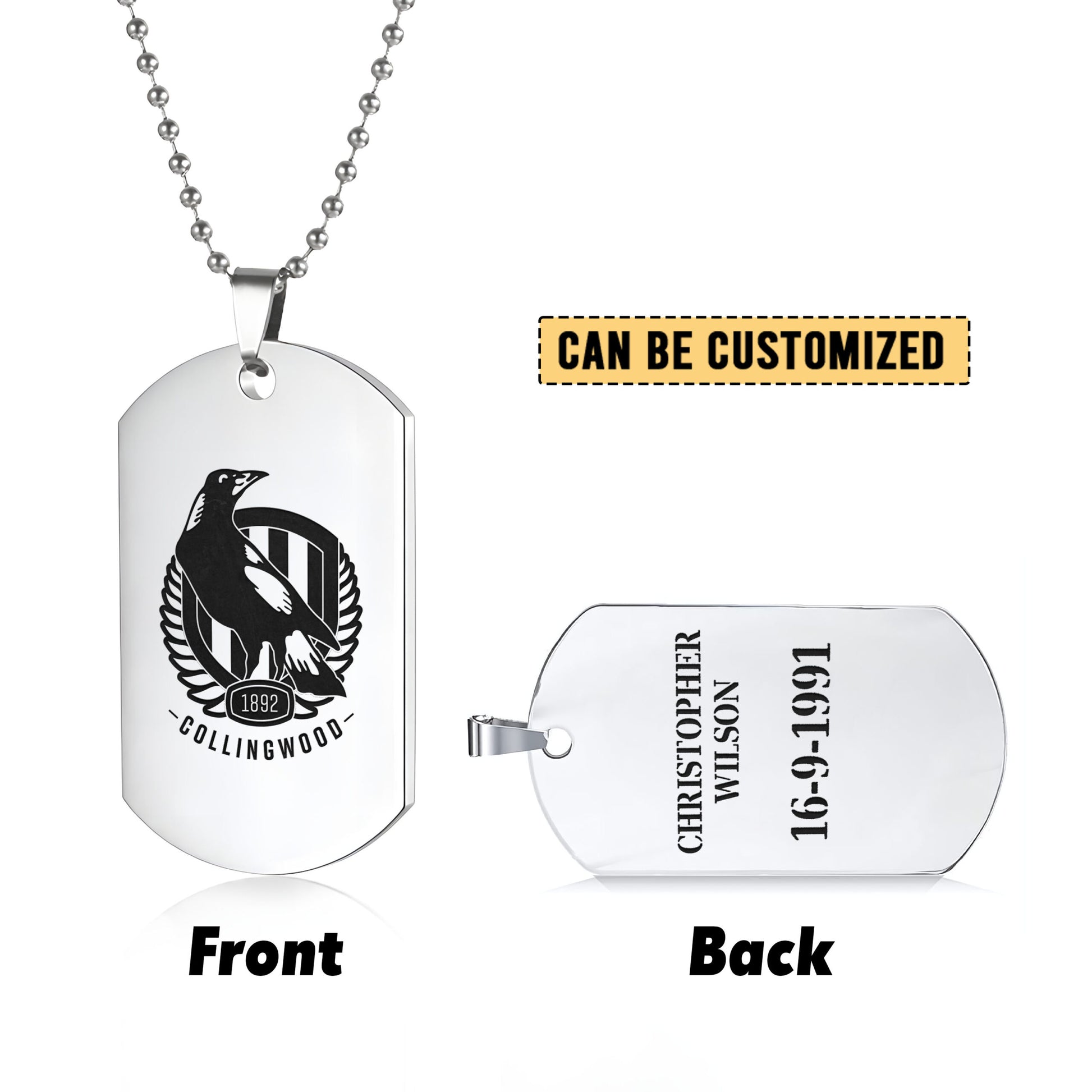 COL Personalized Custom Necklace Dog Tag