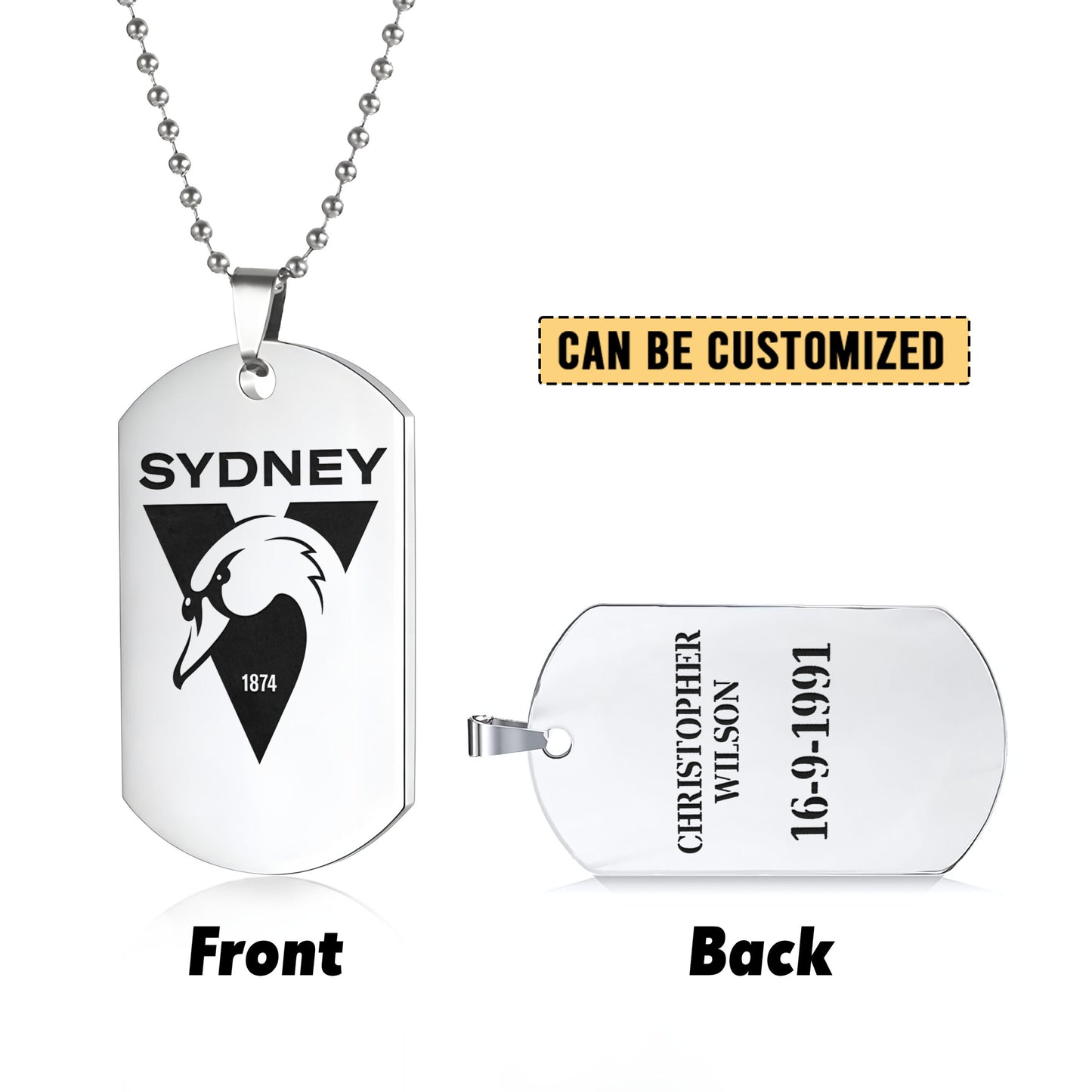 SS Personalized Custom Necklace Dog Tag
