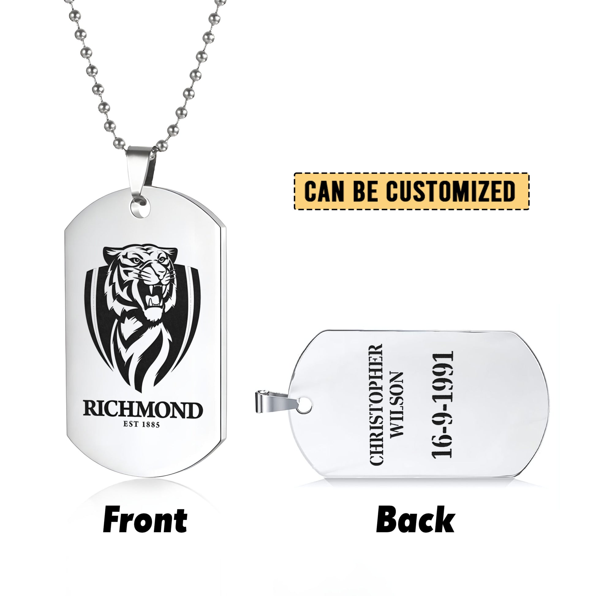 RIC Personalized Custom Necklace Dog Tag