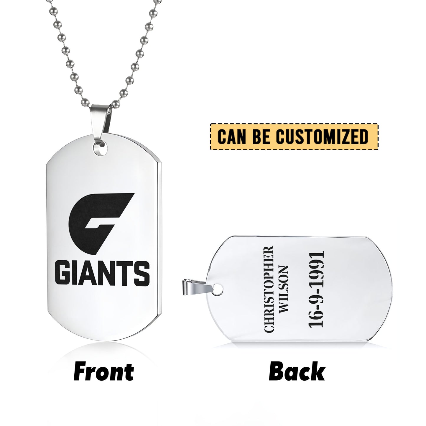 GWS Personalized Custom Necklace Dog Tag